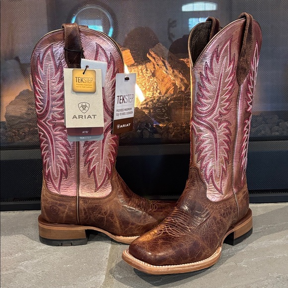 Ariat Shoes - Ariat Brown & Pink Western Heeled Cowboy Boots